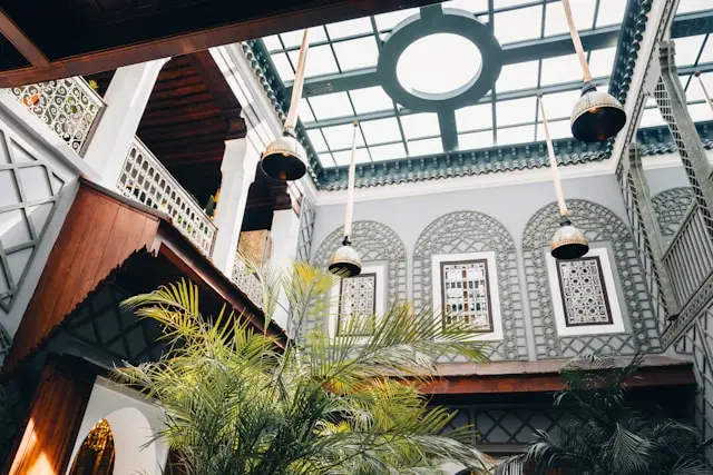 Luxury Moroccan riad with traditional architecture and modern pool